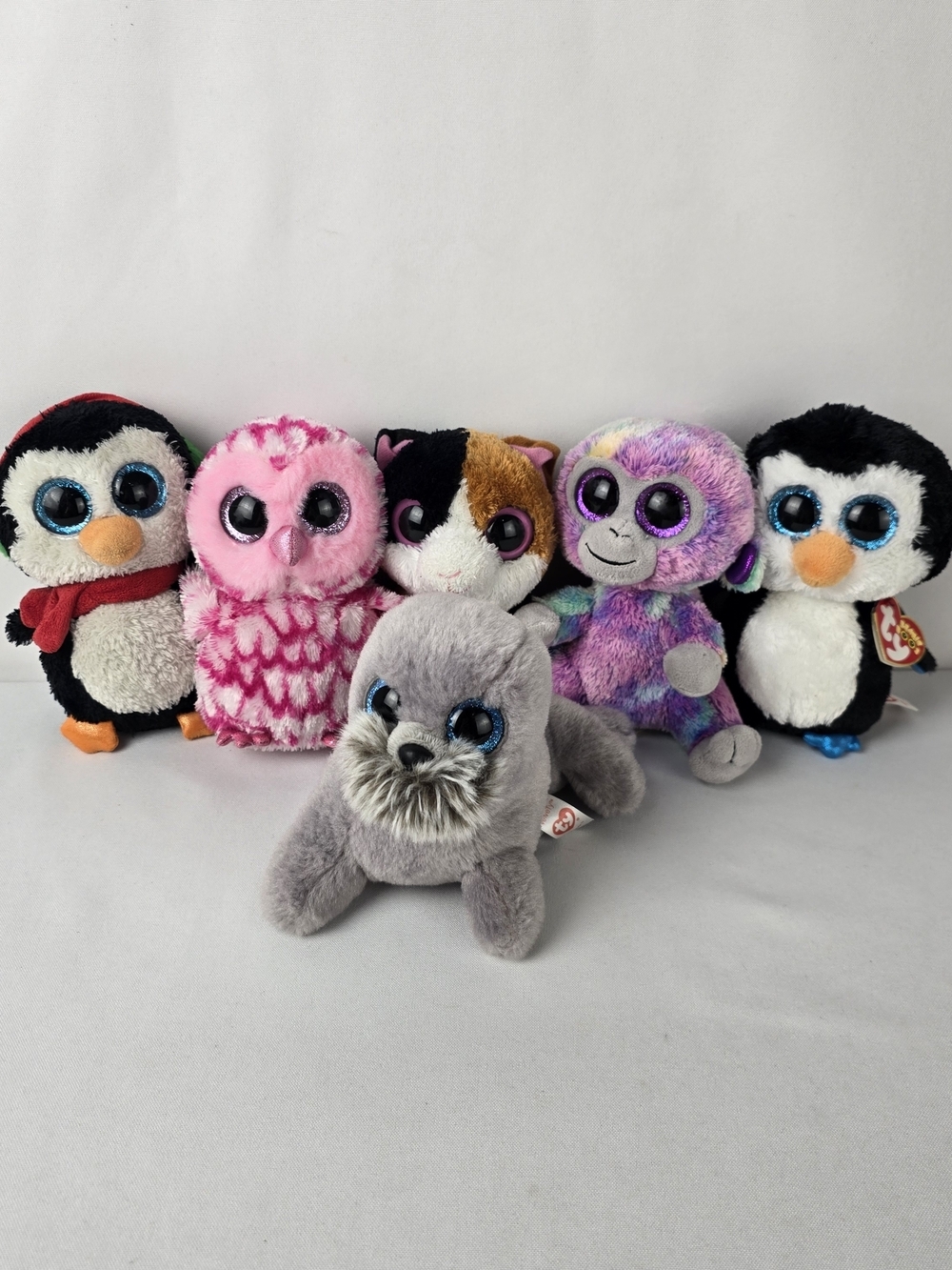 Ty Beanie Boo Plush Set of 6 Beanie Boos North Pinky Wiggy Nibbles Zuri Waddles